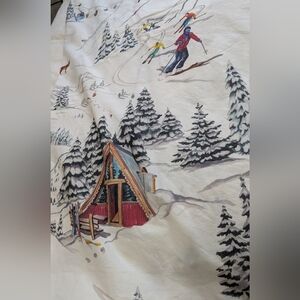 Pottery Barn Whistler Ski King Duvet Cover White Cotton  Winter Scene Pre-owned
